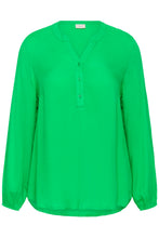 Lade das Bild in den Galerie-Viewer, Sportliche Viskose Eco Bluse in Bright Green Uni bis Gr 54 - Kaffe Curve