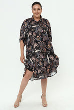 Load image into Gallery viewer, Viskose Jaquard Volants Kleid/ Tunika 3026 in Schwarz/ bunt von Mädchenglück