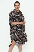 Load image into Gallery viewer, Viskose Jaquard Volants Kleid/ Tunika 3026 in Schwarz/ bunt von Mädchenglück