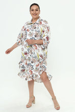 Load image into Gallery viewer, Viskose Jacquard Volants Kleid/ Tunika Volants Mädchenglück Weiß/bunt bis Größe 56/58