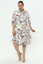 Load image into Gallery viewer, Viskose Jacquard Volants Kleid/ Tunika Volants Mädchenglück Weiß/bunt bis Größe 56/58