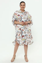 Load image into Gallery viewer, Viskose Jacquard Volants Kleid/ Tunika Volants Mädchenglück Weiß/bunt bis Größe 56/58