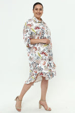 Load image into Gallery viewer, Viskose Jacquard Volants Kleid/ Tunika Volants Mädchenglück Weiß/bunt bis Größe 56/58