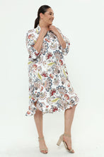 Load image into Gallery viewer, Viskose Jacquard Volants Kleid/ Tunika Volants Mädchenglück Weiß/bunt bis Größe 56/58