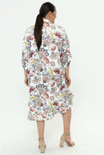 Load image into Gallery viewer, Viskose Jacquard Volants Kleid/ Tunika Volants Mädchenglück Weiß/bunt bis Größe 56/58