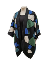 Lade das Bild in den Galerie-Viewer, MOS- Mirror of Style Teddy Cardigan in Blau Grün Schwarz - alle Größen