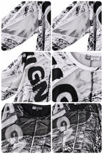Lade das Bild in den Galerie-Viewer, Oversize-Shirt im Graffiti-Look mit Netz-Details & Kordelzug – B-ONE Fashion