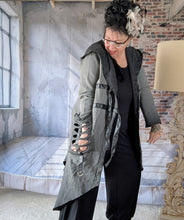 Load image into Gallery viewer, Redesign Sweatmantel mit Cut Outs und Kapuze