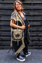Lade das Bild in den Galerie-Viewer, Redesign Ausgefallene Weste aus Jeans mit Netzeinsätzen in Khaki/Schwarz