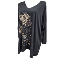 Load image into Gallery viewer, 𝐒𝐚𝐥𝐞- CNG/Mädchenglück Tunika mit V- Ausschnitt und Leomuster in 3 Größen bis Gr 62 in Slinky Material