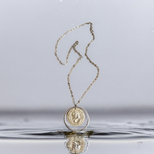 Lade das Bild in den Galerie-Viewer, Lange Halskette mit Ring und Münze in Silber/Gold Mix