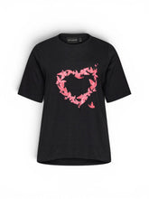 Lade das Bild in den Galerie-Viewer, Romantisches Baumwoll-Shirt mit Schmetterlings-Herz in Schwarz Pink bis Gr 62 - Studio