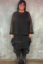 Lade das Bild in den Galerie-Viewer, Mädchenglück exklusive 2 Teiler Netz Tunika Set mit Top in Schwarz