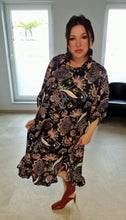 Load image into Gallery viewer, Viskose Jaquard Volants Kleid/ Tunika 3026 in Schwarz/ bunt von Mädchenglück