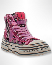 Lade das Bild in den Galerie-Viewer, Rebecca White Sneaker Zebra Velvet Fuchsia