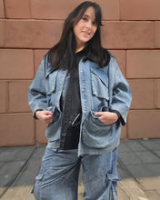 Load image into Gallery viewer, Maxlive Jeansjacke Stone Washed Oversize Style Größe 40 bis 60