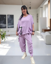 Load image into Gallery viewer, Maxlive Set mit Oversize Tunika und Anfänger Bhaggy Größe 38 bis 54 in Flieder