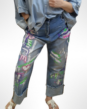 Load image into Gallery viewer, Blue Denim Kollektion Jeans Größe 42 bis 48 mit Grafitti