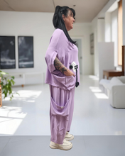 Load image into Gallery viewer, Maxlive Set mit Oversize Tunika und Anfänger Bhaggy Größe 38 bis 54 in Flieder