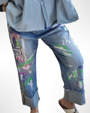 Load image into Gallery viewer, Blue Denim Kollektion Jeans Größe 42 bis 48 mit Grafitti