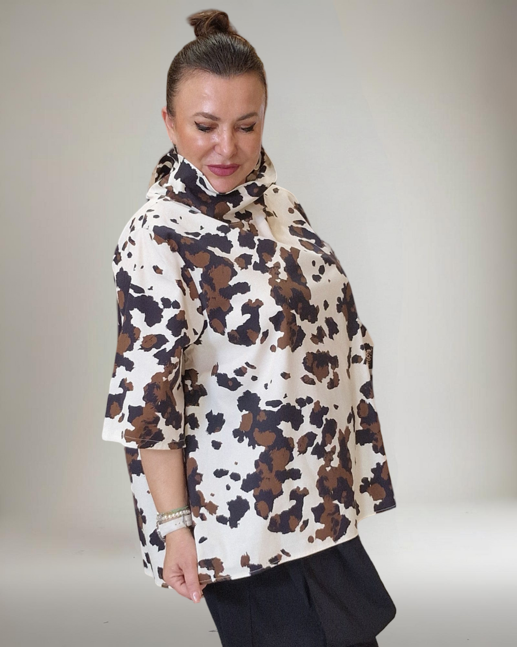 Tunika Braun-Floral Größe 40 bis 50