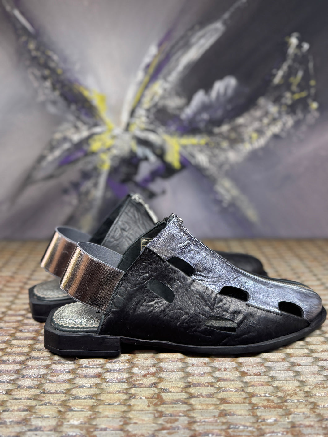 Papucei Sandale Ayak Black/ Silver
