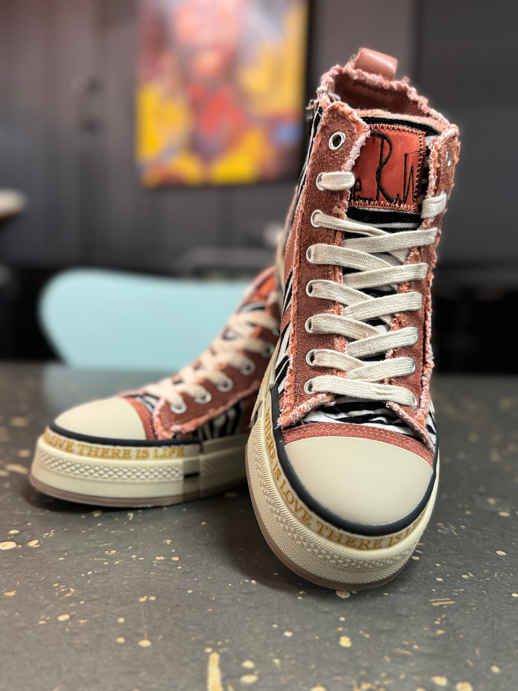 Rebecca White Sneaker Zebra Velvet Zucca