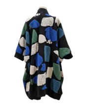 Lade das Bild in den Galerie-Viewer, MOS- Mirror of Style Teddy Cardigan in Blau Grün Schwarz - alle Größen
