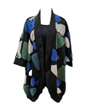 Lade das Bild in den Galerie-Viewer, MOS- Mirror of Style Teddy Cardigan in Blau Grün Schwarz - alle Größen
