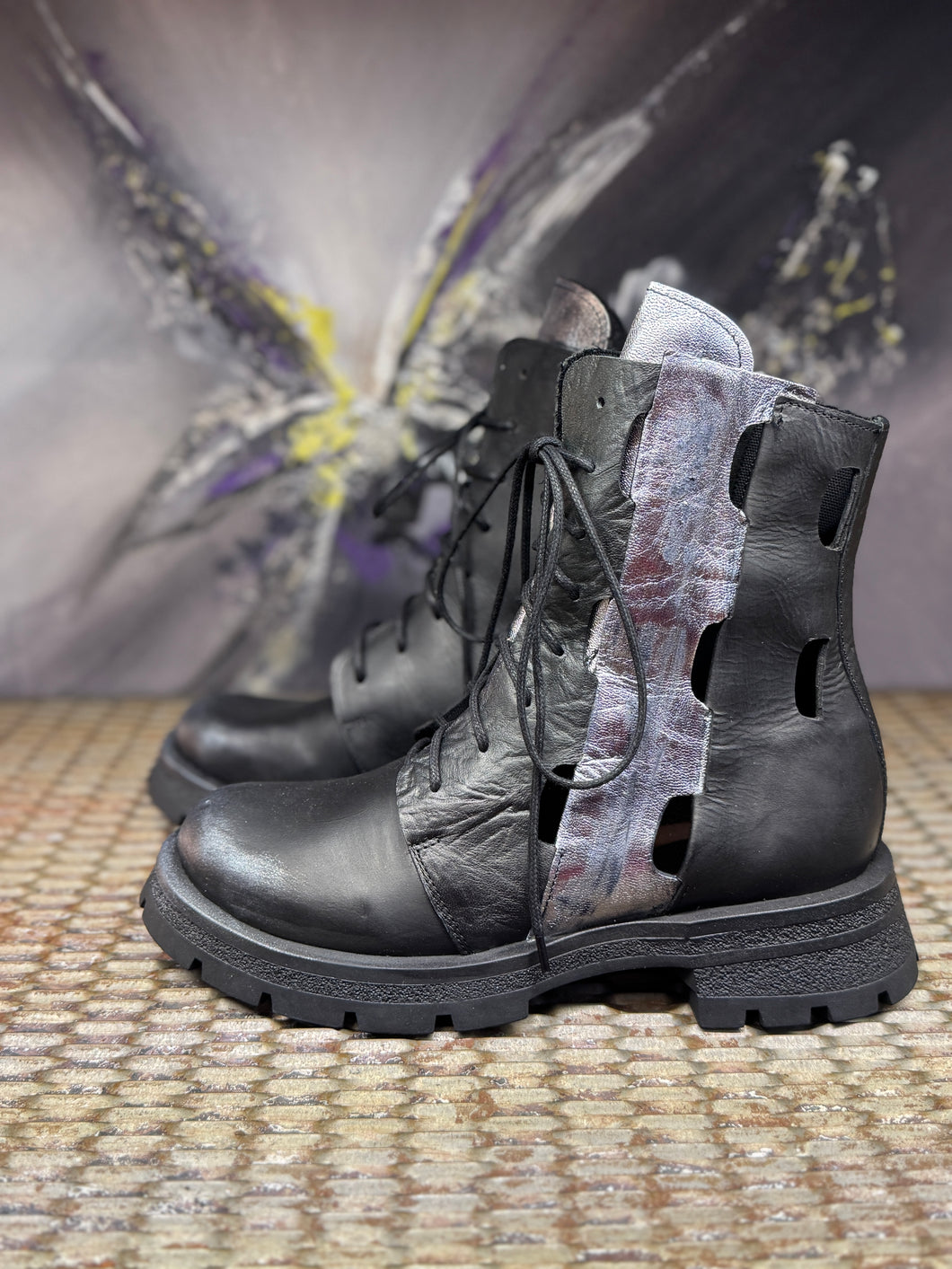 Papucei Stiefelette Hunt mit Reißverschluss Black Silver
