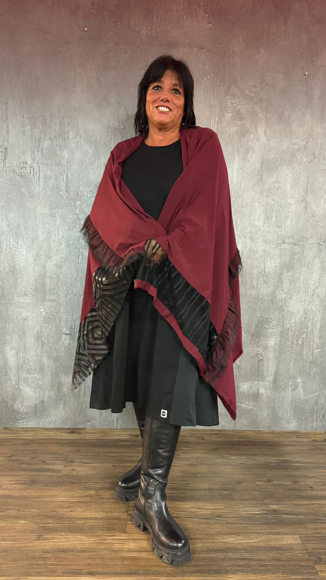 Mädchenglück exklusive Oversized Schal/ Überwurf in Bordeaux