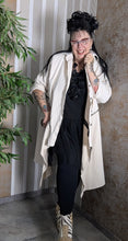 Lade das Bild in den Galerie-Viewer, 2 in 1 leichter Jeansmantel in Wollweiss, umfunktionierbar zur Jeansjacke Einheitsgröße 42 bis 58
