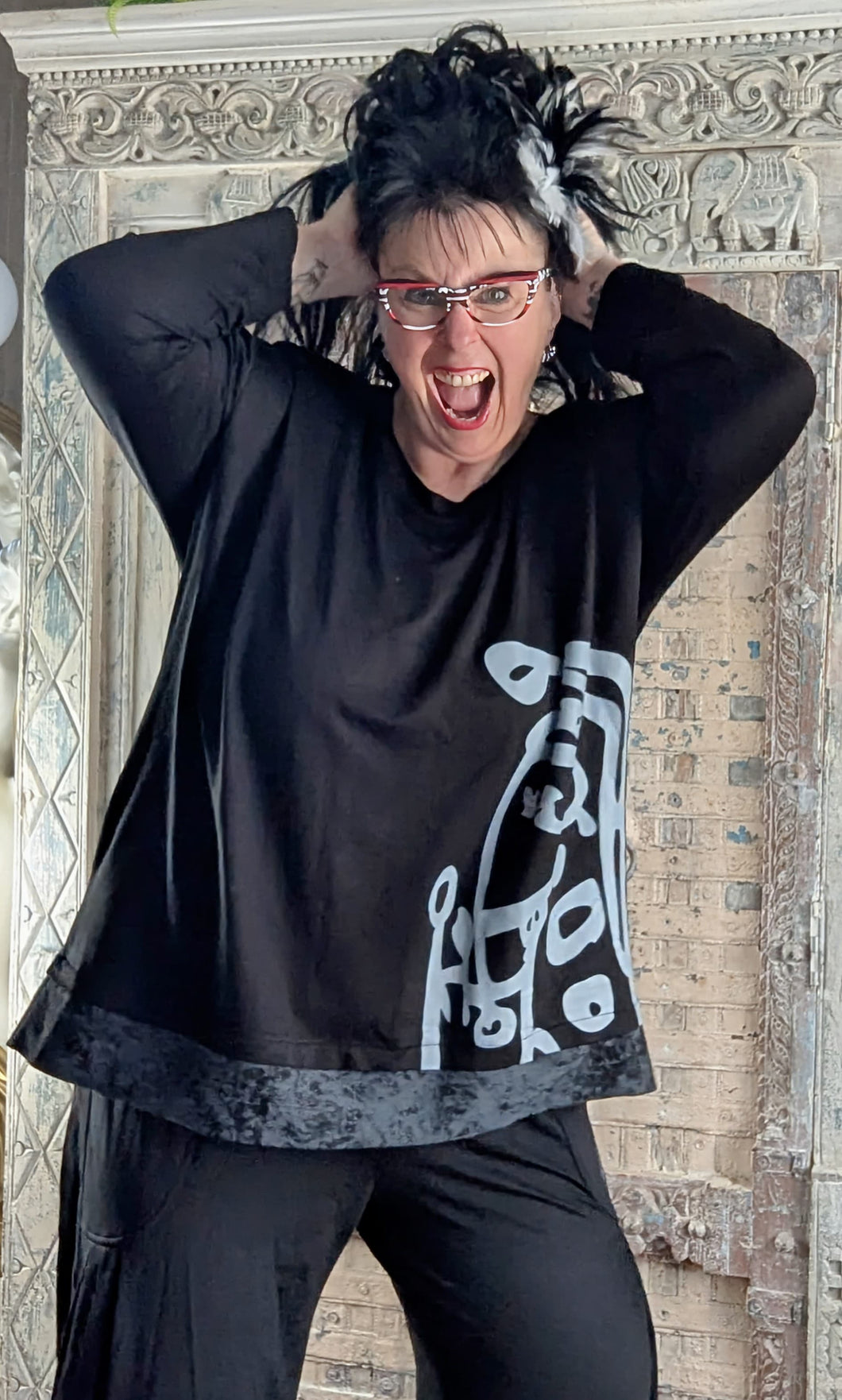 Oversize Tunika mit ausgefallenen Print in 3 Größen