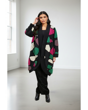 Lade das Bild in den Galerie-Viewer, MOS- Mirror of Style Teddy Cardigan in Grün Pink Schwarz - alle Größen
