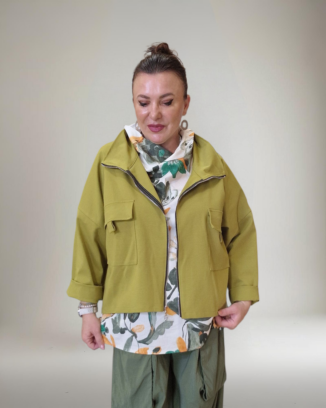 Sweat Kurzjacke in Limoncello Gr 40 bis 52/54