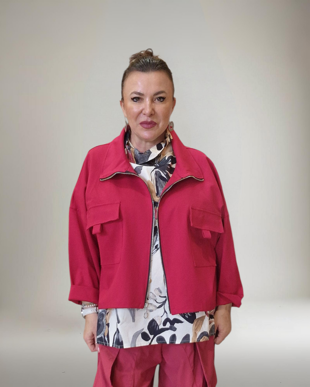 Sweat Kurzjacke in Rot Größe 40 bis 52/54
