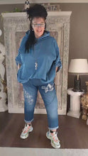 Laden und Abspielen von Videos im Galerie-Viewer, Jeansjogpants Stern in 2 hell und dunkel Größe 40 bis 54
