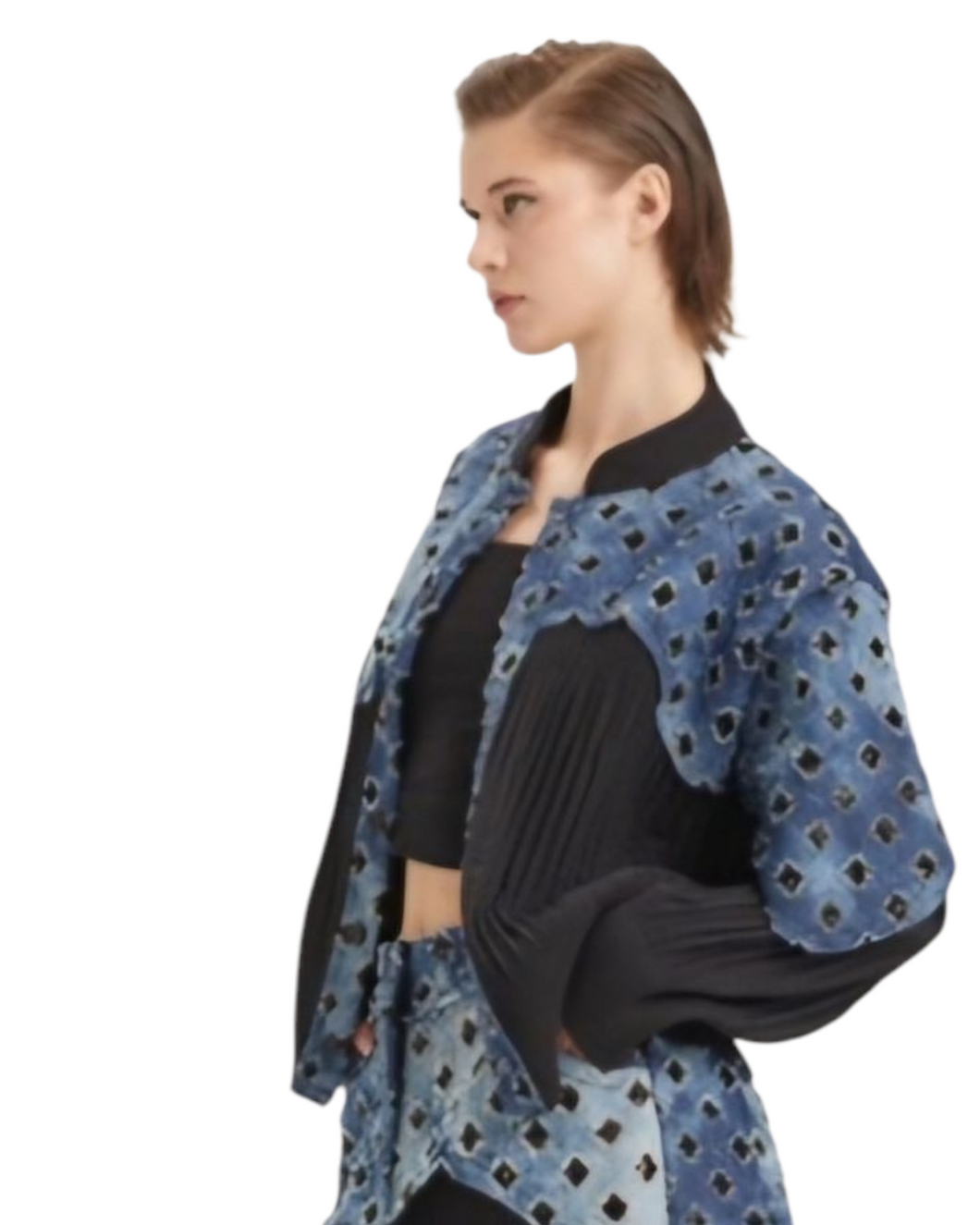 Restocked nach Ausverkauf - H4 Bluse / Jacke mit Jeanseinsätzen und Pailetten Größe 38 bis 60