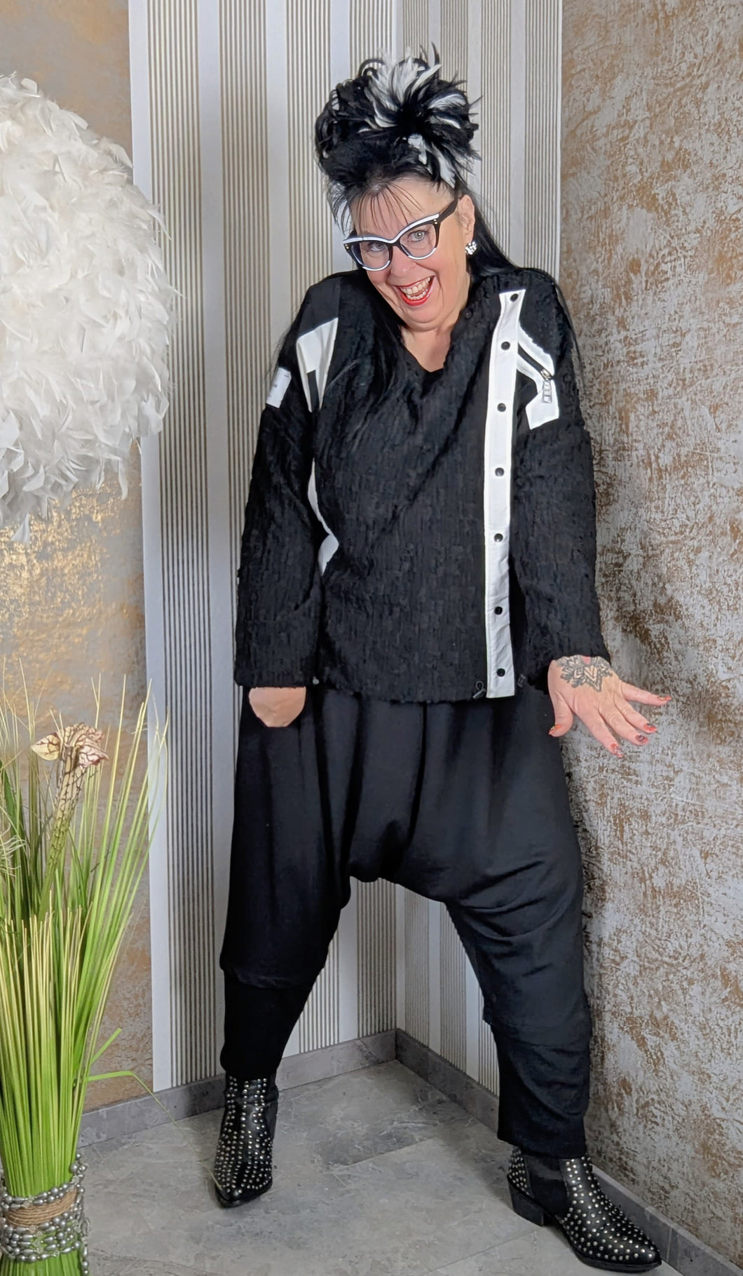 H4- Pulli mit Strick und Memory Taft bis Gr 54
