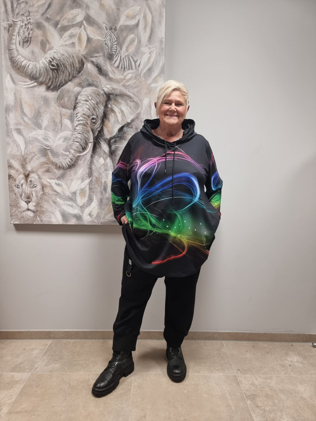 Hoodie mit Kapuze bunt von CN-G in 2 Größen bis Gr 60