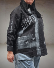 Lade das Bild in den Galerie-Viewer, Redesign Bluse mit Strass in Schwarz Blau Größe 38 bis 54
