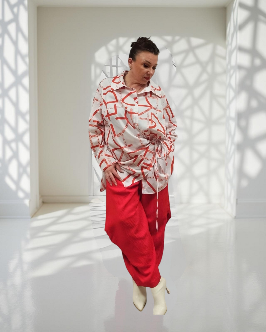High Fashion raffinierte Bluse in angesagtem Design und Farbe mit Muster bis Größe 58